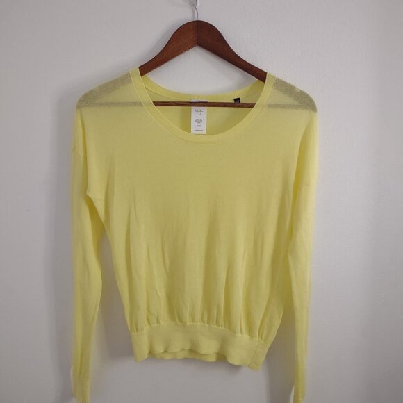 Cabi Gossamer Lightweight Yellow Crew Neck Long Sleeve‎ Women Sweater XS - Picture 2 of 9